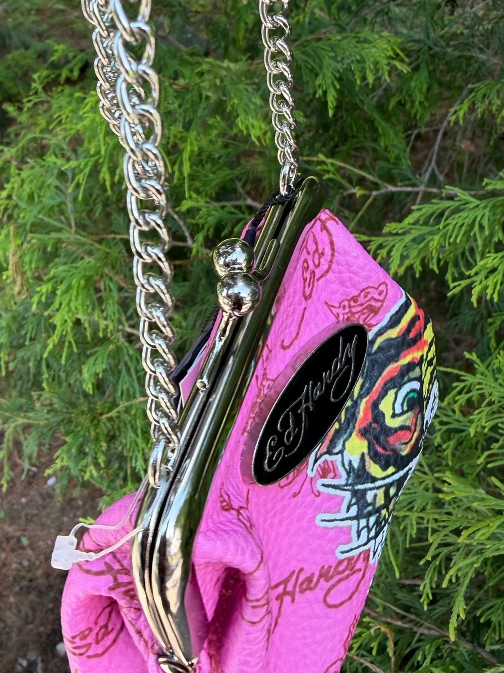 Ed Hardy Pink Tiger Kiss Lock Mini Chain Shoulder Bag NWT Y2K
